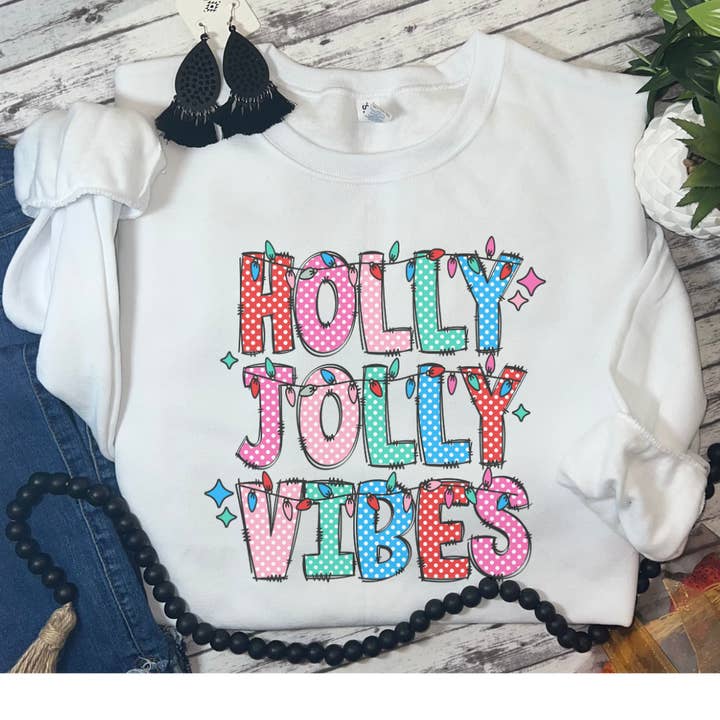 Holly Jolly Vibes Sweatshirt for wholesale by Duck Creations Wholesale