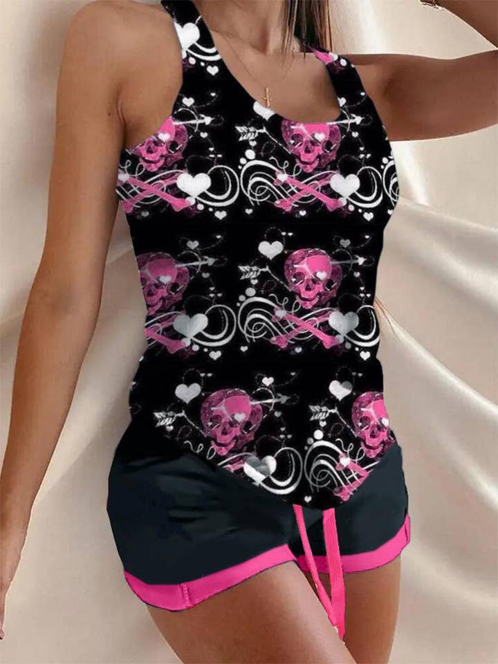 Nero Abito con gilet stampato a forma di I e pantaloncini in vita con coulisse in vendita all'ingrosso su Faire