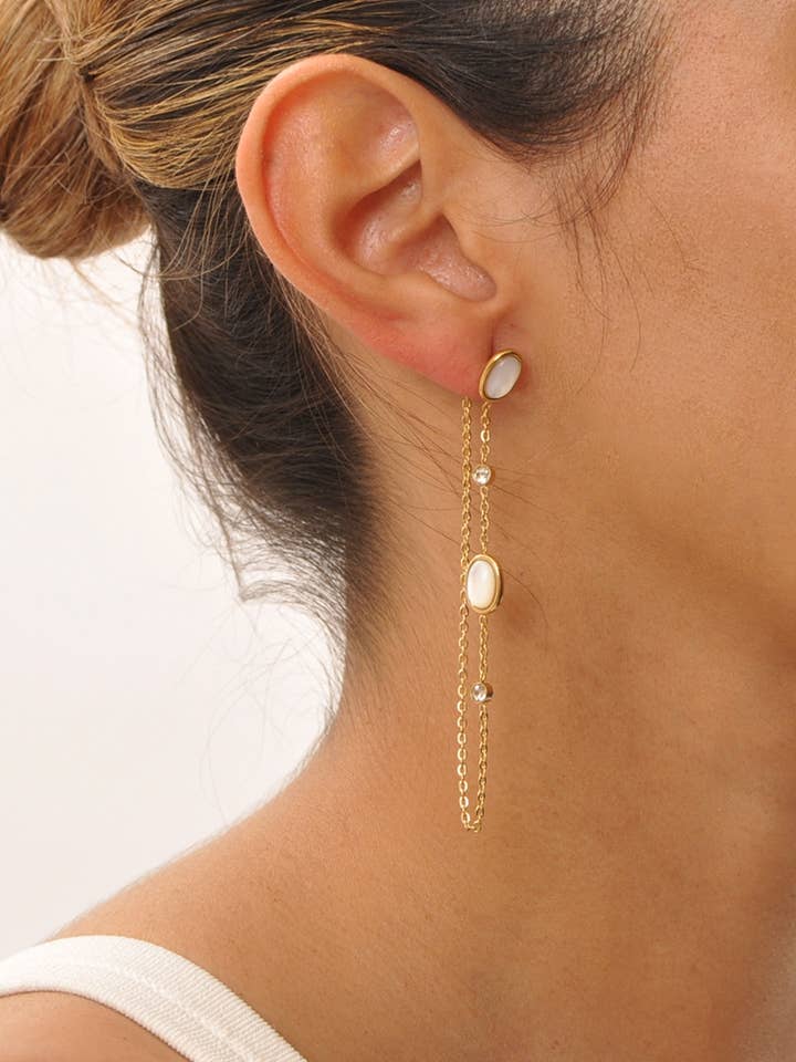 Drop Chain Stainless Steel Earrings for wholesale by Victoria Moda