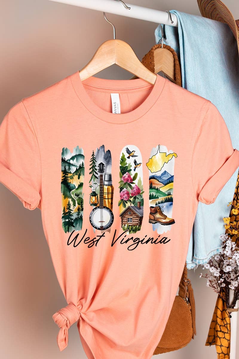 COLORBEAR - Wholesale T-Shirt (Graphic) - Women's - West Virginia State Brushstroke Graphic Tee16
