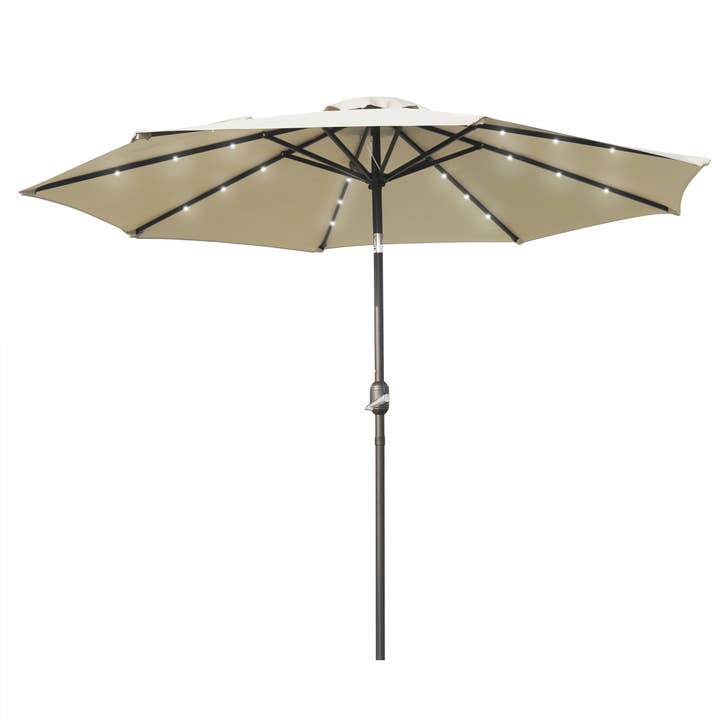 LeisureMod - Wholesale Patio Umbrella - Sierra Modern 9ft Solar LED Patio Garden Umbrella30