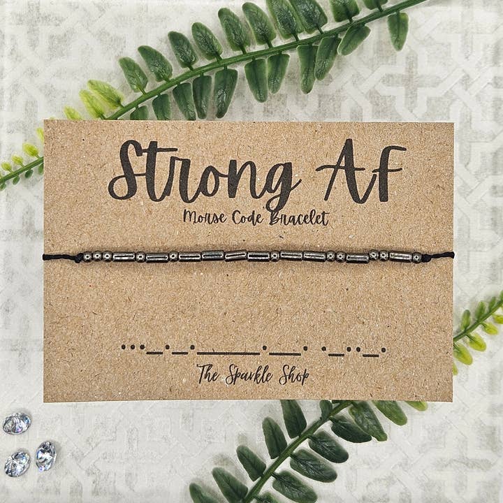 The Sparkle Shop - Wholesale Beaded Bracelet - Handmade Morse Code Bracelet - Strong AF1