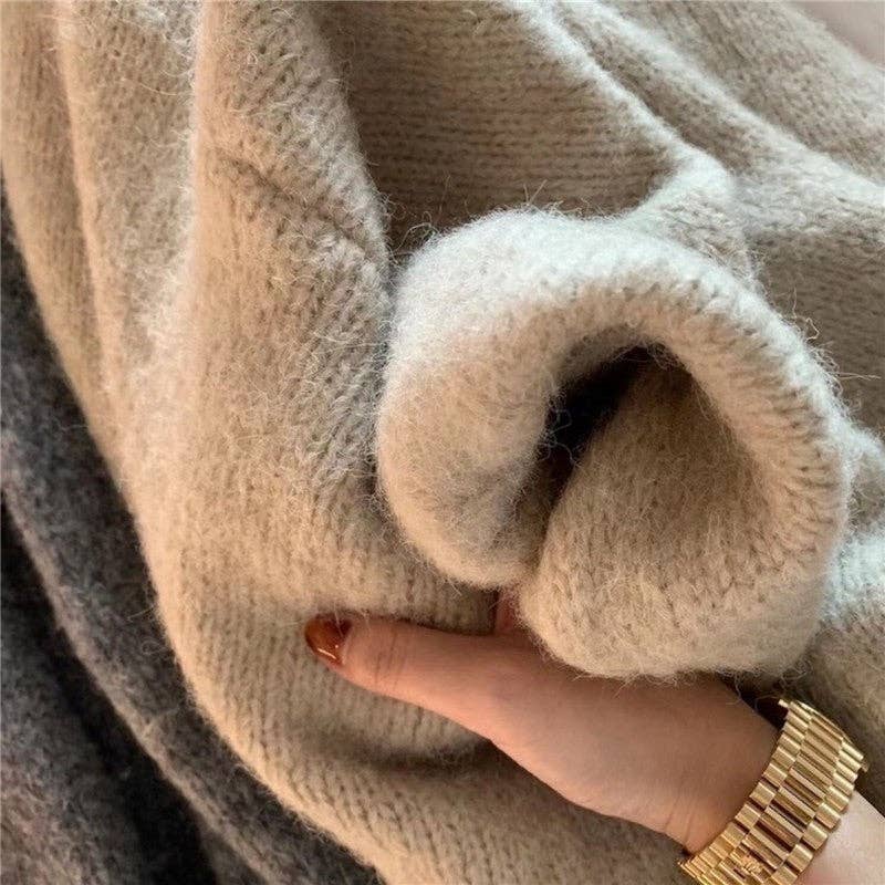 FurDecoration - Wholesale Cardigan - Women's - Solid Color Loose Knit Cardigan Sweater4