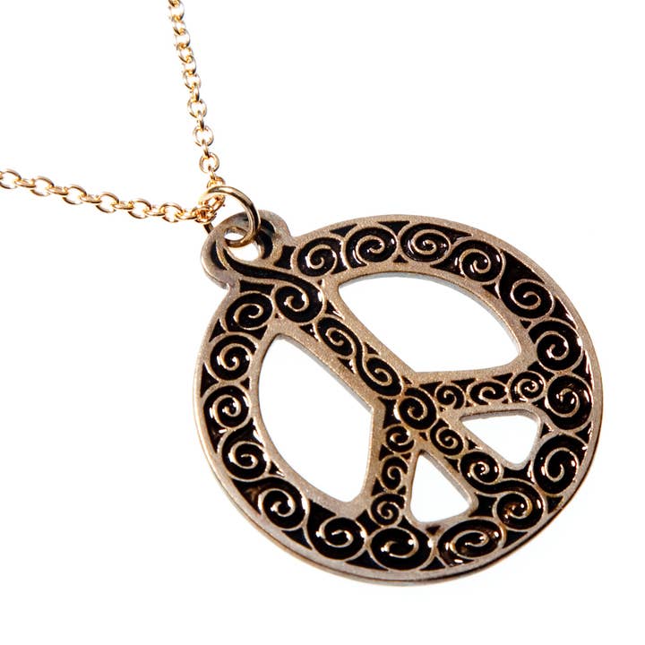 Collar con colgante de filigrana con el símbolo de la paz verde para venta al por mayor de From War to Peace