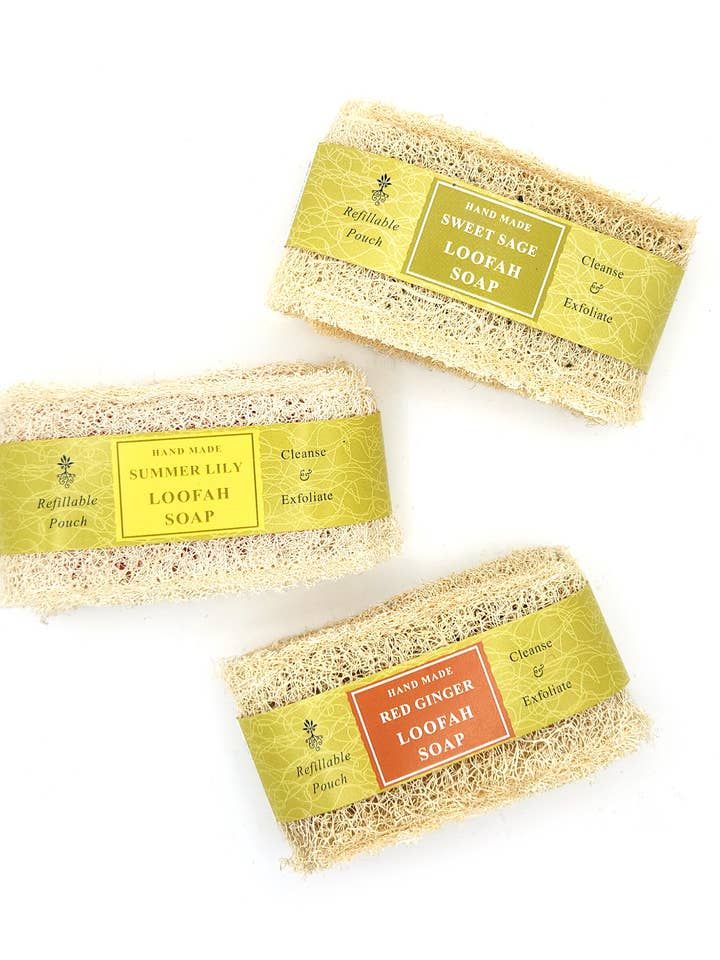 Handmade Loofah Soap – Sweet Sage, Red Ginger & Summer Lily for wholesale by Thurlby Handmade Aromatic Homewares