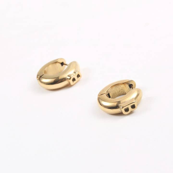 MeloMelo - Wholesale Huggie Earrings - Draco - B Logo Chunky Huggies1