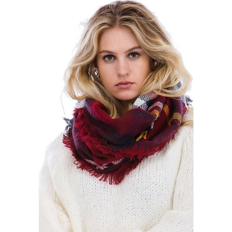 ASSORTED Plaid Pattern Infinity Scarves for wholesale on Faire1