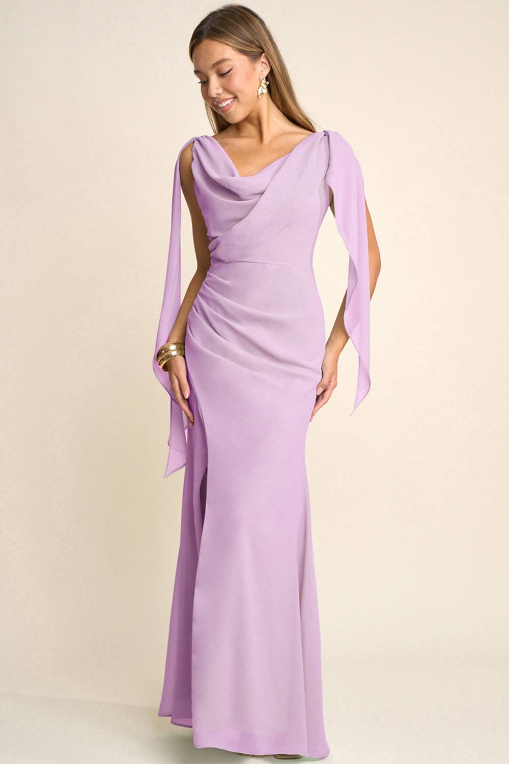 Maniju – Engroshandel Kjole - Dame – Maxi-kjole i glinsende georgette chiffon4