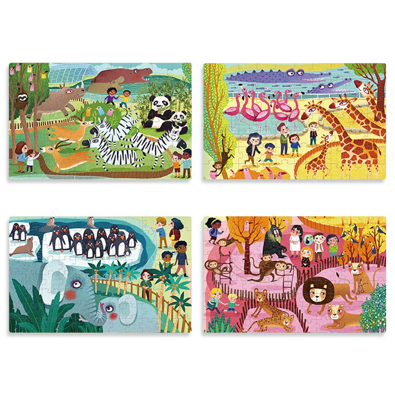 Mideer – wholesale Pussel - Barn – Väska med 4 pussel - 329 bitar - Djur4