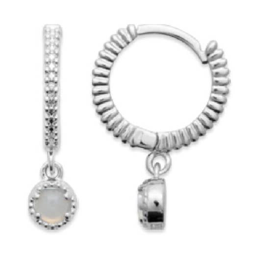 JewelryPrivate Label Dana, rhodinierte Creolen aus 925er Sterlingsilber, blauer Achat für den Großhandel von Jewelry Private Label