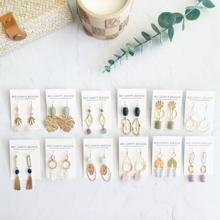 Red Giraffe Designs - Wholesale Dangle Earrings - Assorted Long Gold Earrings6