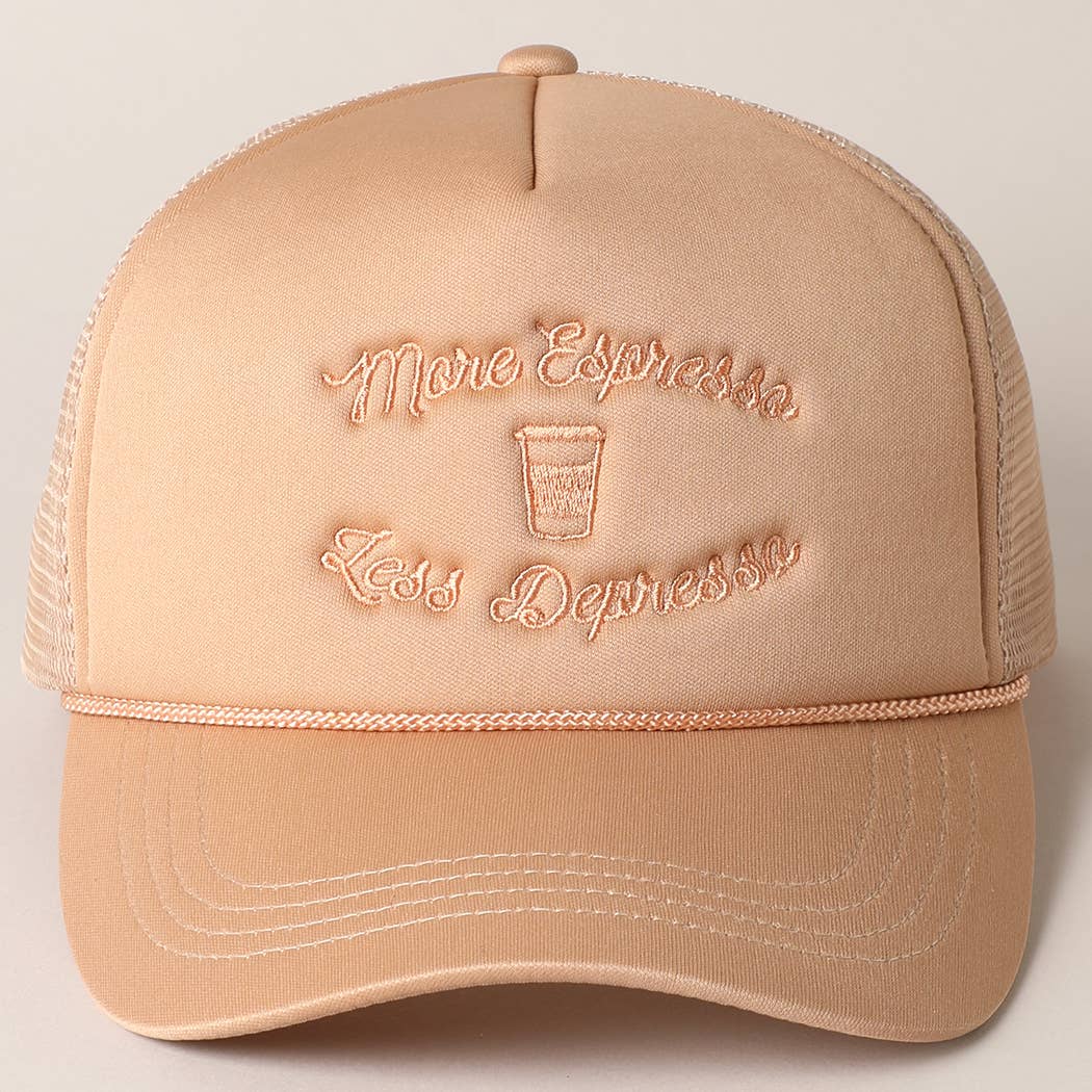 Fashion City - Wholesale Trucker Hat - Women's - More Espresso Less Depresso Embroidery Trucker Hat2
