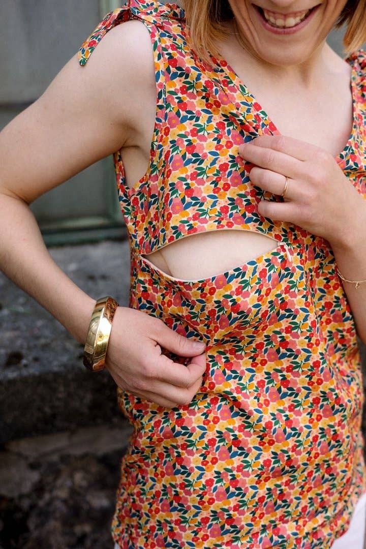 Fleurs Flowers Joy knotted strap nursing top for wholesale on Faire4