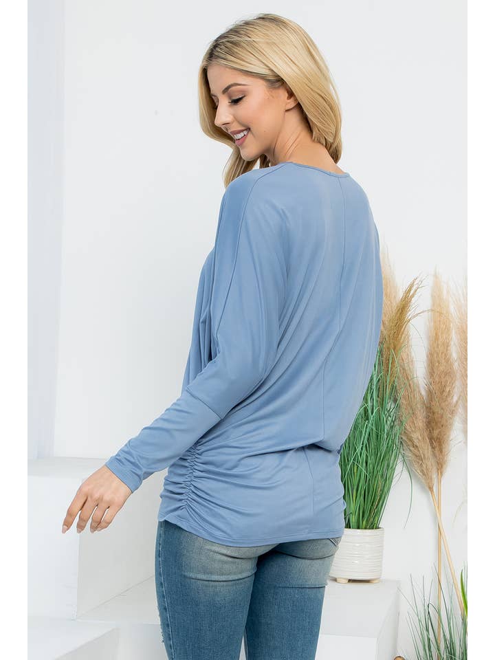 MYS Wholesale Inc - Wholesale Tunic - Women's - Solid Long Dolman Sleeve Tunnel Detail Top30
