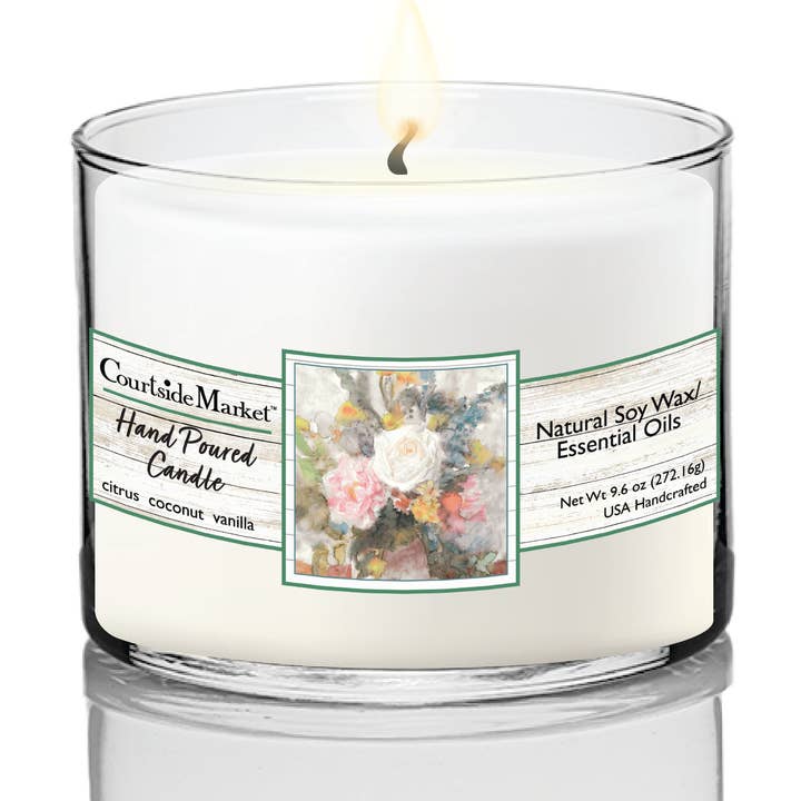 Courtside Market Bouquet II Circular Candle Glass 9.6 oz for wholesale by Courtside Market