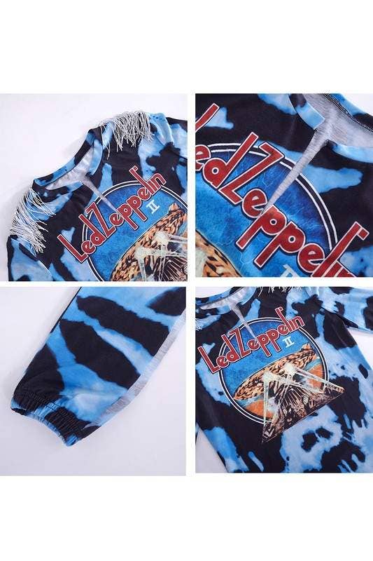 BLUE long sleeve graphic shirt for wholesale on Faire7