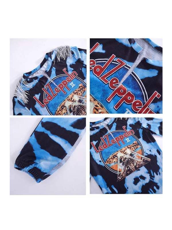 BLUE long sleeve graphic shirt for wholesale on Faire7