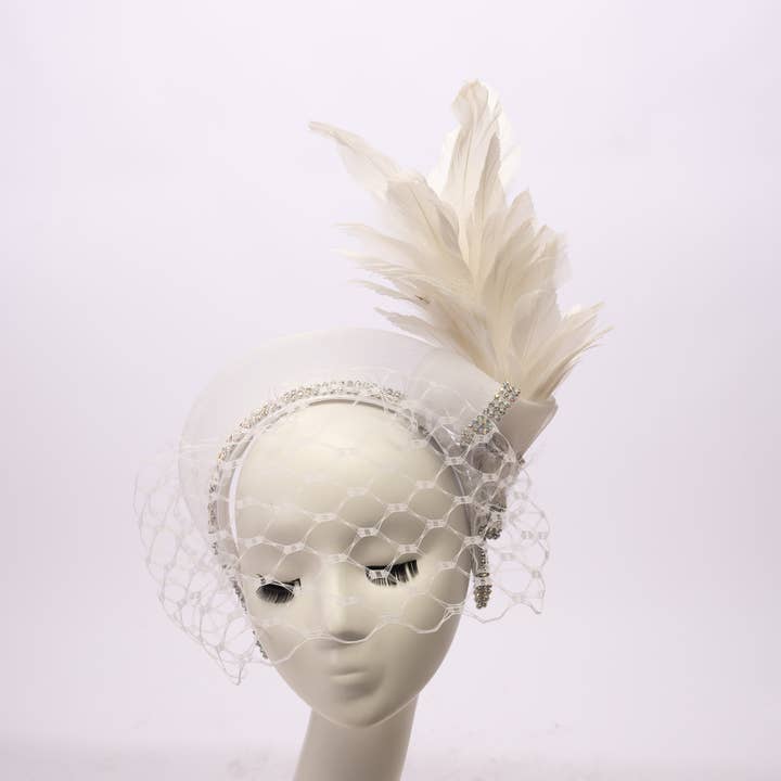 KaKyCo - Wholesale Fashion Headband - Women's - Feather, Rhinestone, Crinoline Embellished Headband | AJ849H21