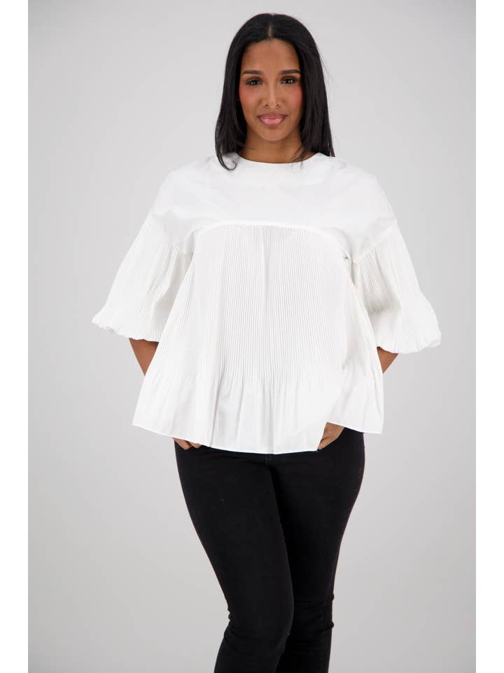 Advance Apparels - Wholesale Blouse - Women's - Back-Zip Accordion Top SW-597211