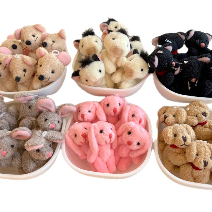 Set of 6 Mini Plush In White Container for wholesale by The Gifted Rat