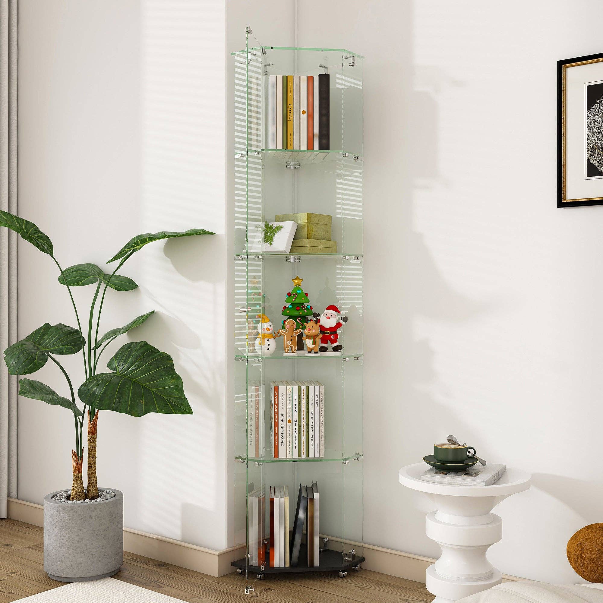 39F Inc. - Wholesale Display Case - 5-Tier Glass Display Cabinet with LED Lighting, Black1