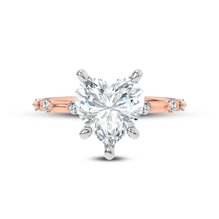 Starlight Spaced Diamanten Verlovingsring met Hartvorm voor wholesale door Caratina