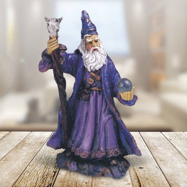 FC Design - Wholesale Decorative Figurine - 4"H Purple Wizard Magic WGlass Ball Figurine Home Decor Gift