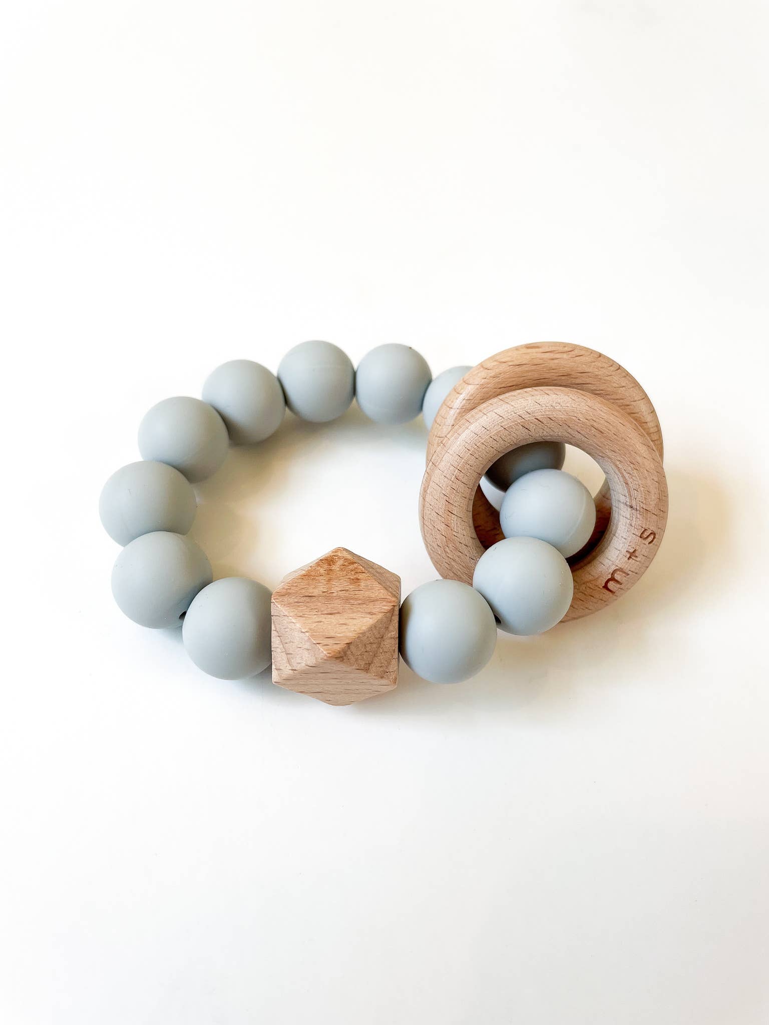 Marlowe and Sage LLC - Vente Anneau de dentition sans clip – bébé - Anneau de dentition Geo - Silicone et bois de5