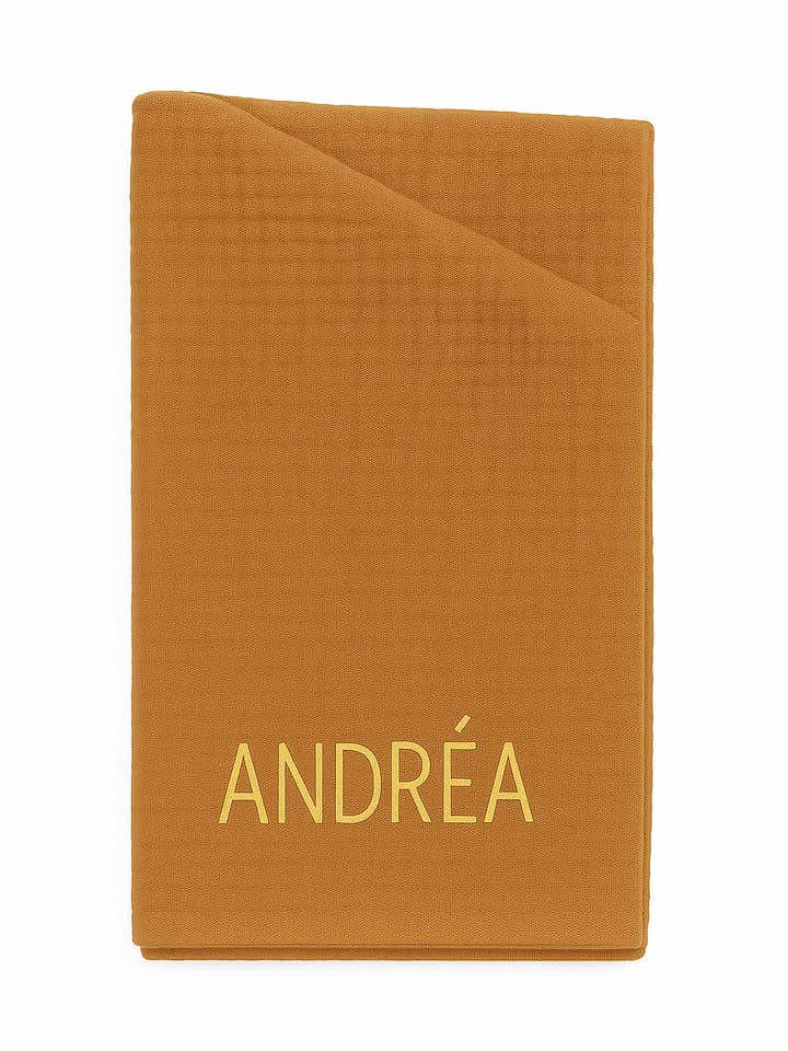 Personligt anpassningsbart, vadderat glasögonfodral för barn i kamelfärgad bomullsgaze för wholesale av MAZZANNE