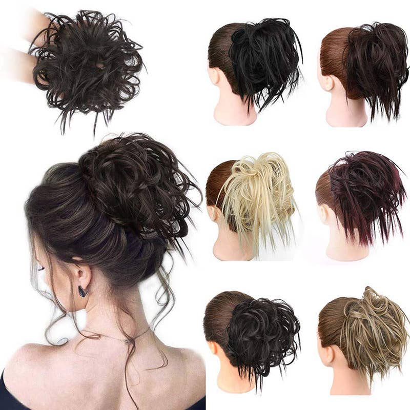 AK Brand - Wholesale Hair Extensions - Messy Curly Synthetic Hair Bun Extension with Elastic Band13