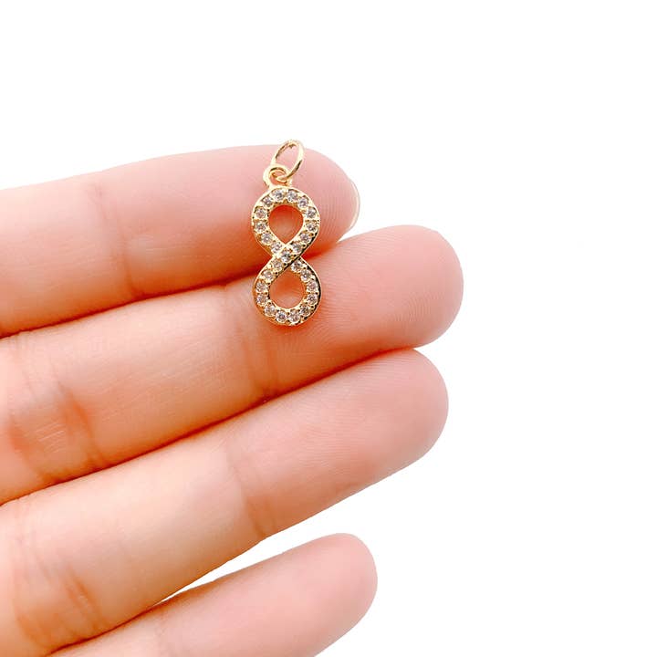Gold Filled Infinity Charm Pendant CZ Micro Pave, CP1111 for wholesale by Beads Creation