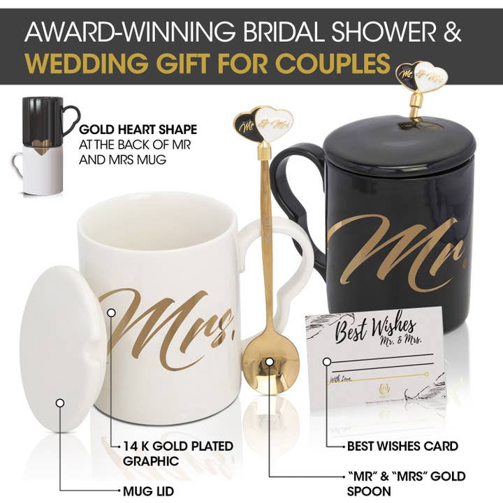 DELUXY - Wholesale Coffee Mug - DELUXY Mr and Mrs Coffee Mugs Set- Perfect Bridal Shower Gif1