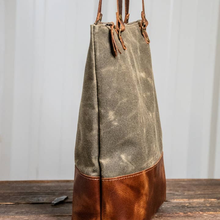 In Blue Handmade - Wholesale Tote bag – Women's - Essential Waxed Canvas and Leather Tote with Options13