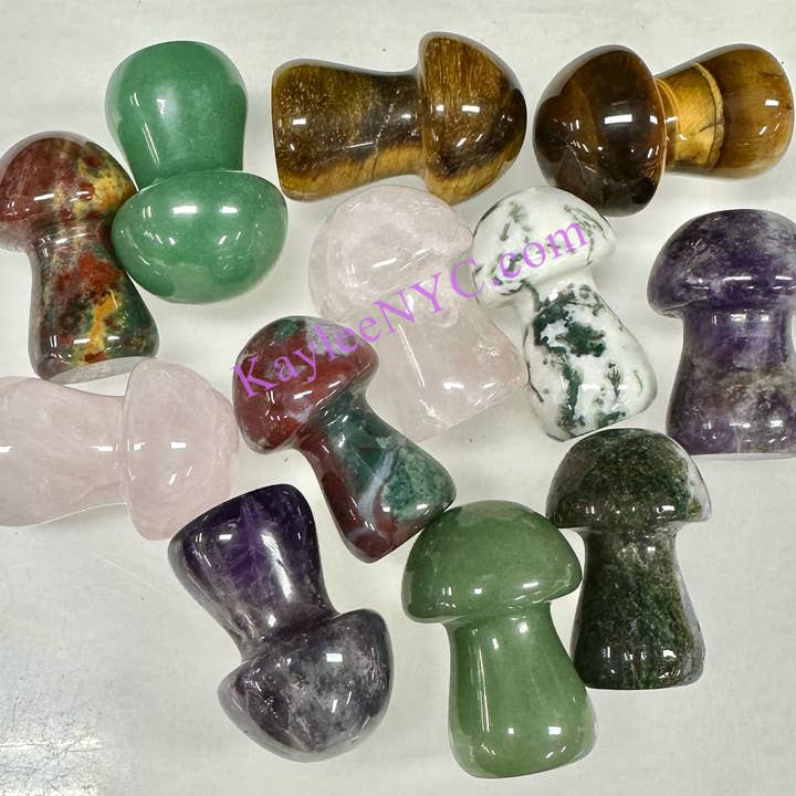 KayleeNYC - Wholesale Spiritual Stone/Crystal - Natural mix Crystal Mushrooms 3.5cm Crystal Healing1