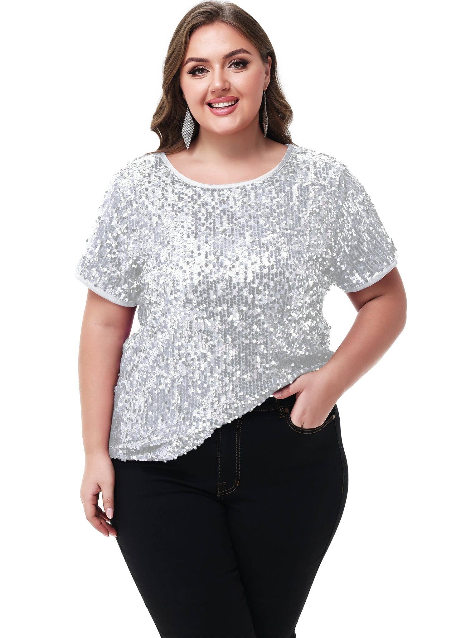 Anna Kaci Wholesale - Wholesale Blouse - Women's - Sequin Tops Plus Size Sparkle Glitter Party Blouse41