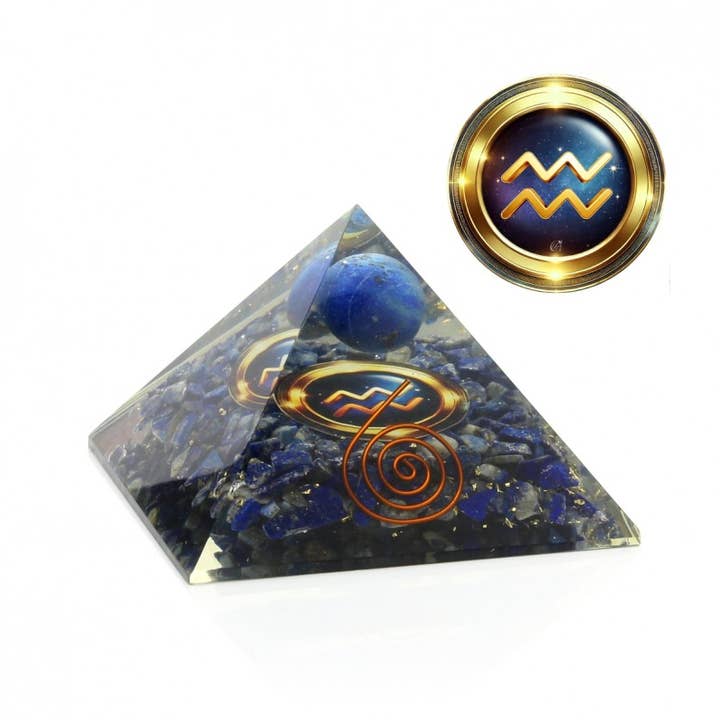 UniArt - Wholesale Spiritual Stone/Crystal - Orgonite pyramid with zodiac symbol10