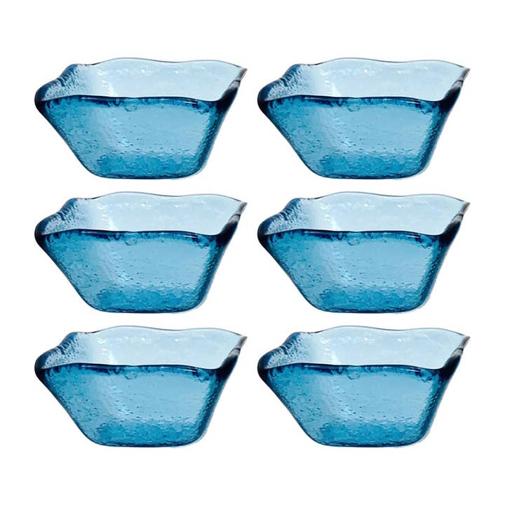 Vaisselle en verre 2,25" x 2,25" x h:1,5" 2 oz. Ramequin carré en verre transparent bleu (Lot de 6) pour la vente par TURGLA HOME