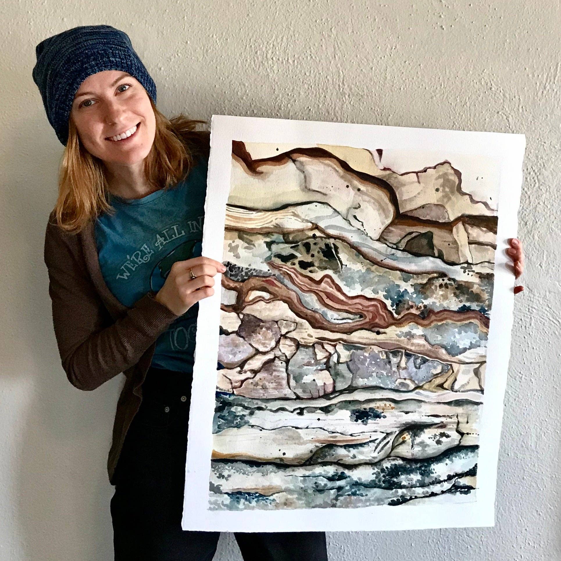 Rosalie Haizlett Illustration - Wholesale Art Print - Nuttall Sandstone of New River Gorge - Watercolor Art Print3