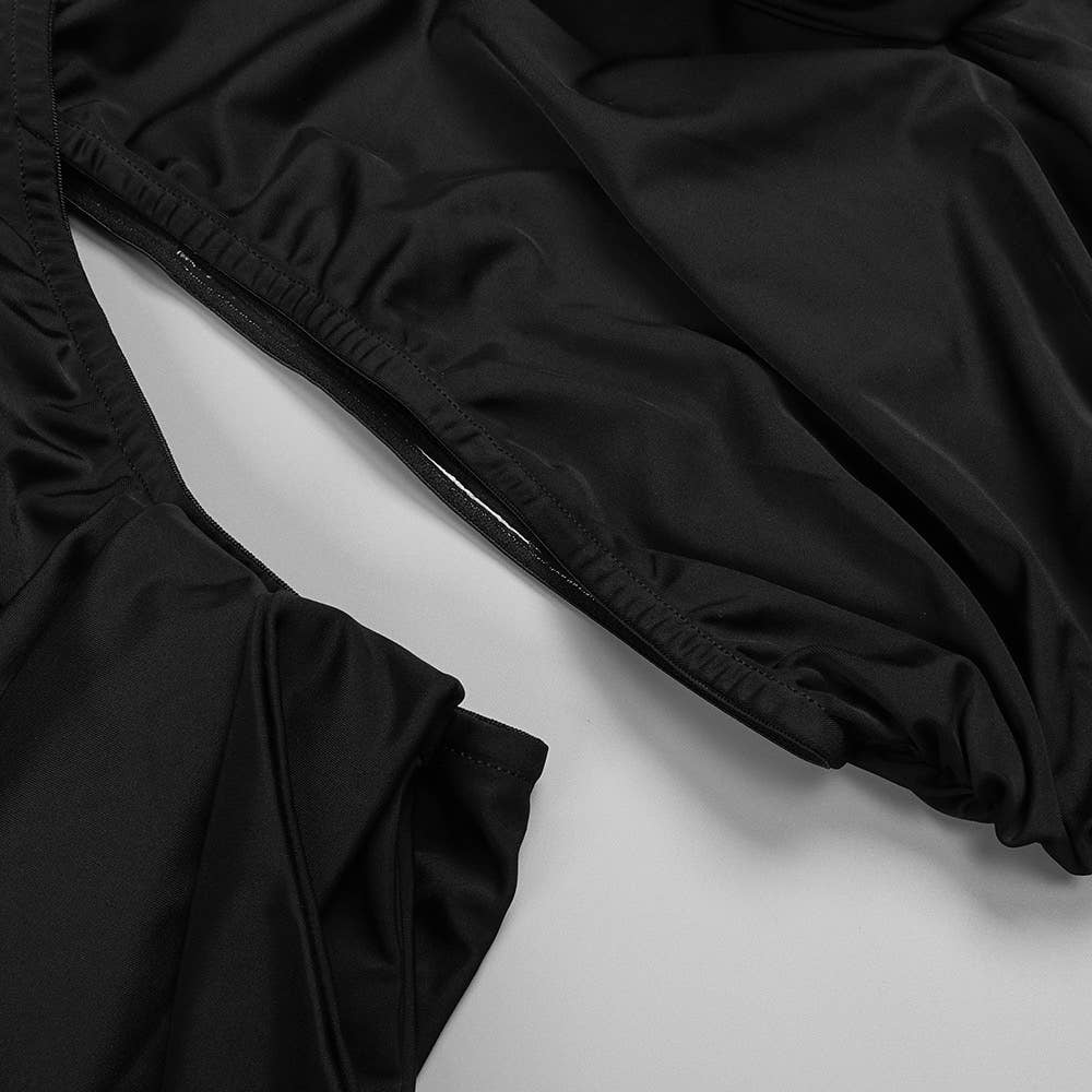 Noir Sanyao Fashion - Robe longue élégante fendue à épaule asymétrique en vente sur Faire20