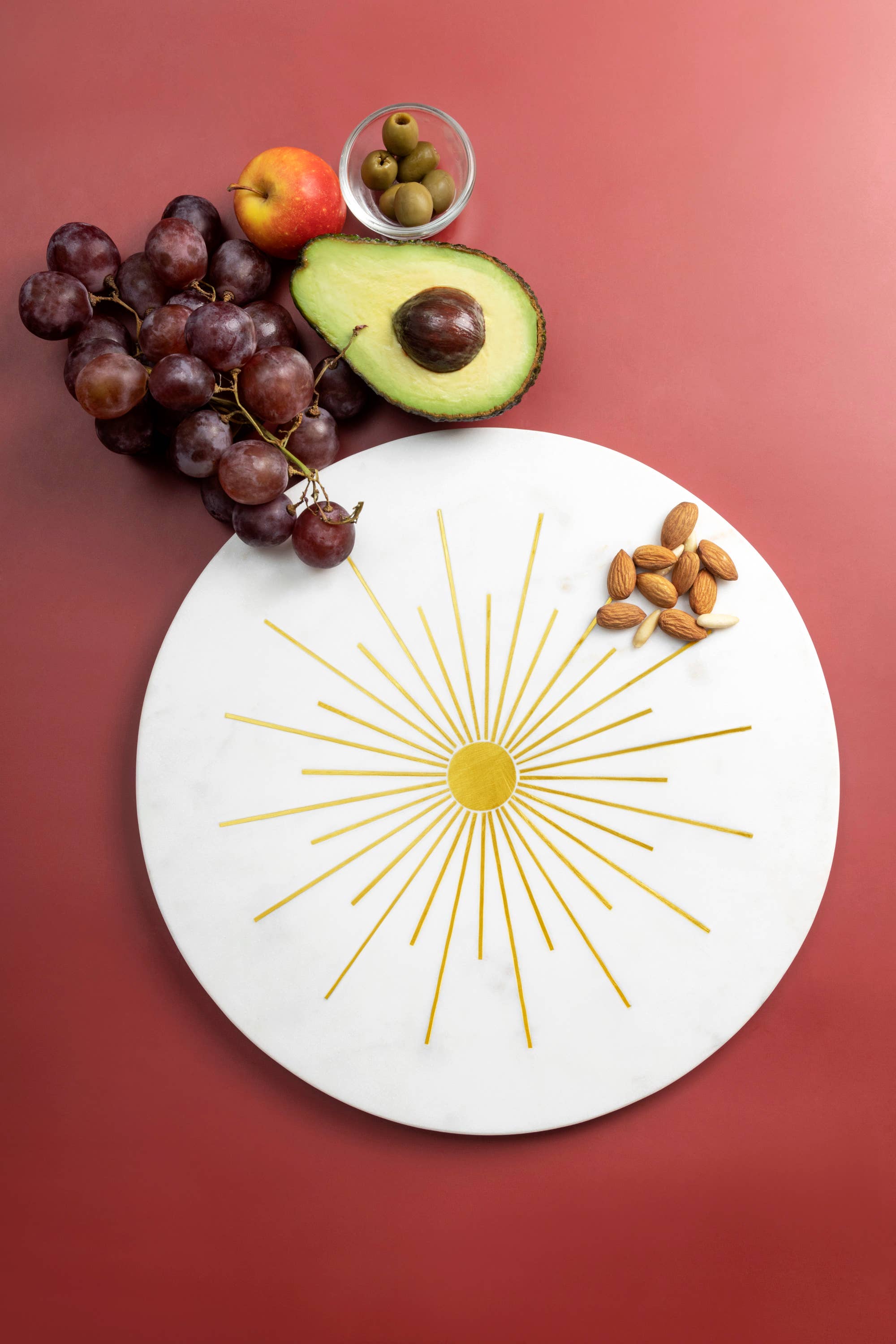 GAURI KOHLI - Wholesale Cheese Board - Sunshine Marble Brass-Inlay Cheese Board 12″1