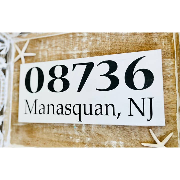 Custom Town and Zip Code Beach Wood Sign - Coastal Decor for wholesale by Carlson's Custom Signs