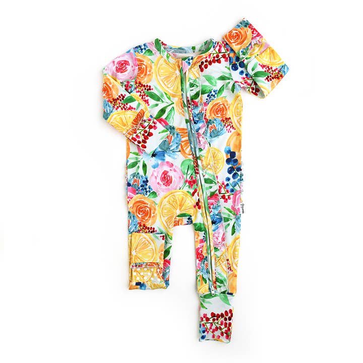 Gigi and Max - Wholesale Jumpsuit - Baby - Lillyana RUFFLE ZIP Bamboo Baby Sleepies Little Outfit