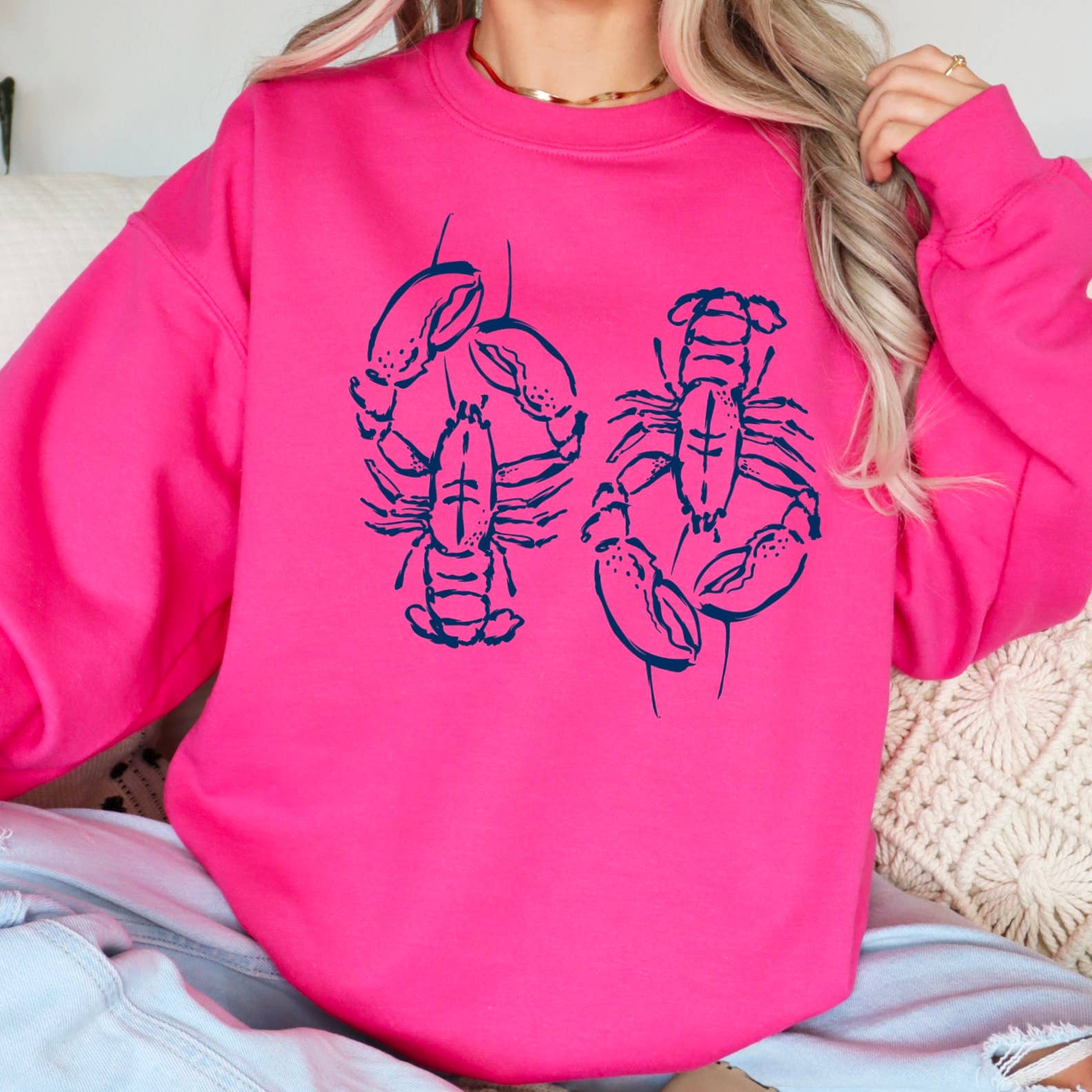 Shoppe SHC - Wholesale Graphic Sweatshirt - Women's - Coastal  Aesthetic | Summer 2025 Lobsters Sweatshirt   7