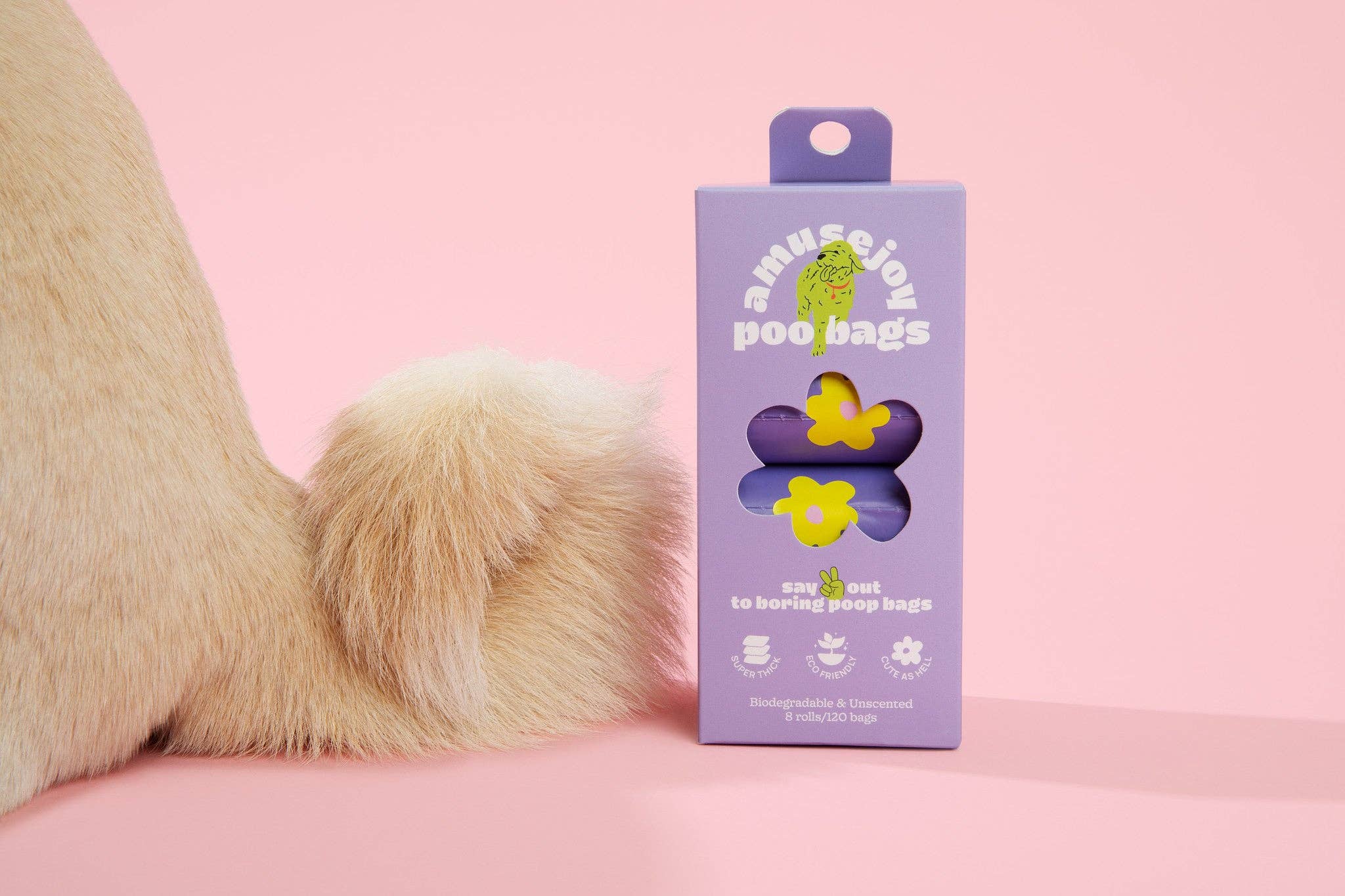 Amusejoy Poo Bags – saco de cocó de cão por atacado – Sacos para Dejetos de Cão Divertidos e Coloridos | 8 Rolos (120 sacos)6