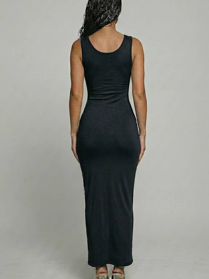 CAPELLA APPAREL – wholesale Klänning - Dam – Ärmlös maxiklänning i basstil2