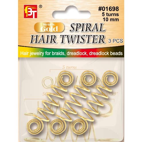 MI Hair Distribution - Wholesale Hair Clip - Women's - JEWELRY SPIRAL HAIR TWISTER-10 MM - 5 TURNS - GOLD