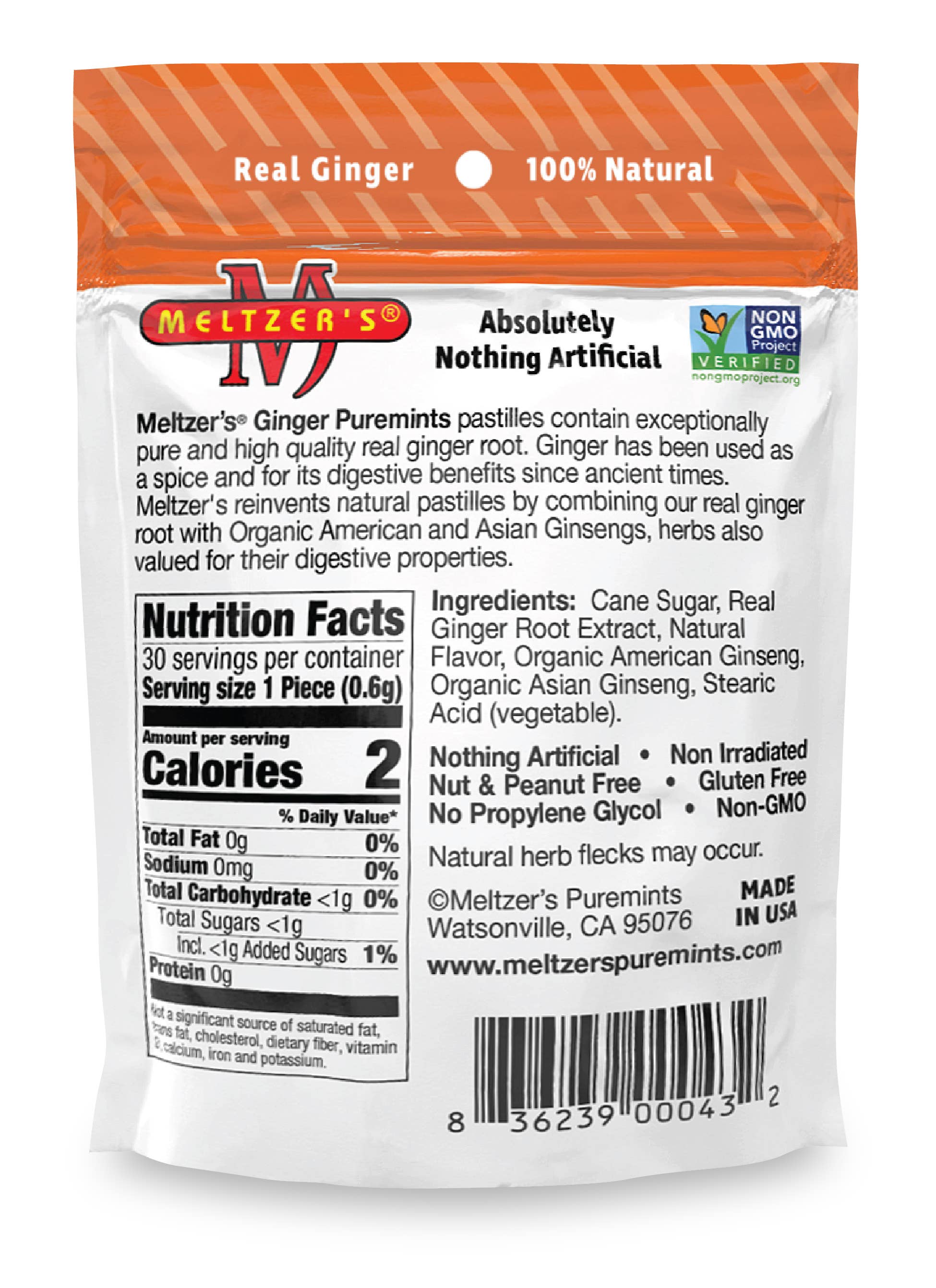 Meltzer's Puremints – wholesale Mints – Meltzer's Puremints Ginger pastilles 30 mints pouch1