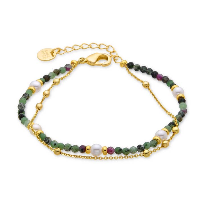 Luxenter - Wholesale Beaded Bracelet - Pulsera de Perla Blanca acabada en oro amarillo de 18k - Rayja0