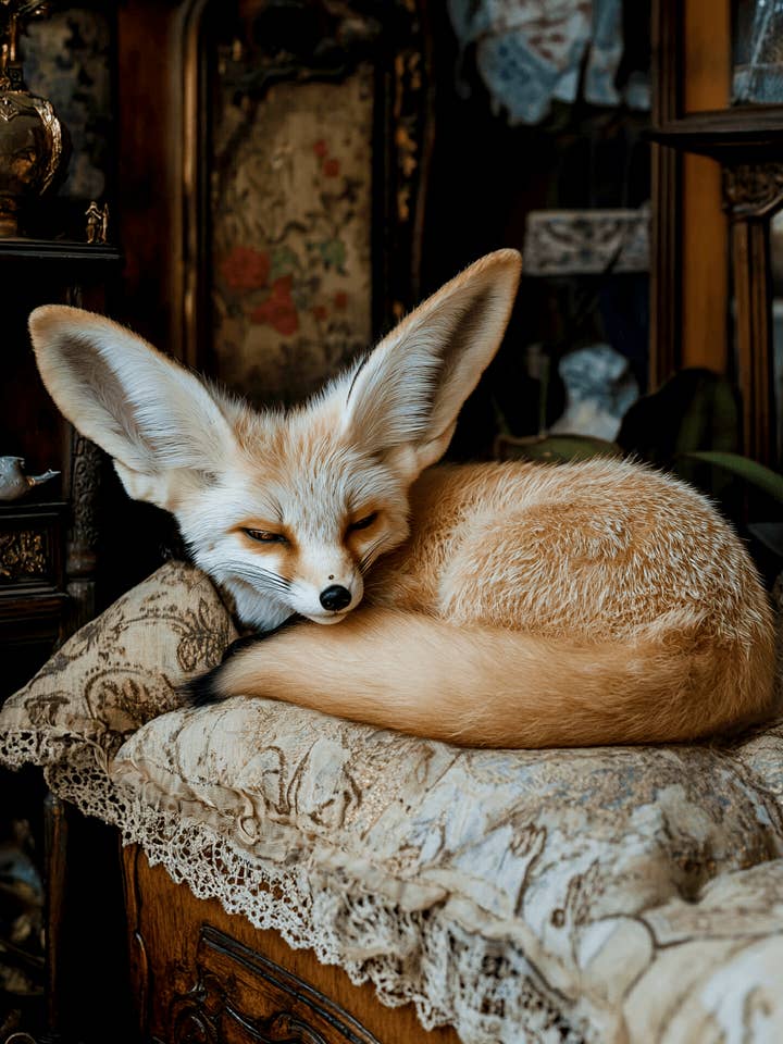 Sovende Fennec Ræv - Dyrestilleben Kunsttryk – 8″x10″ Kunstværk til 11″x14″ Ramme for engroshandel hos Mowbi