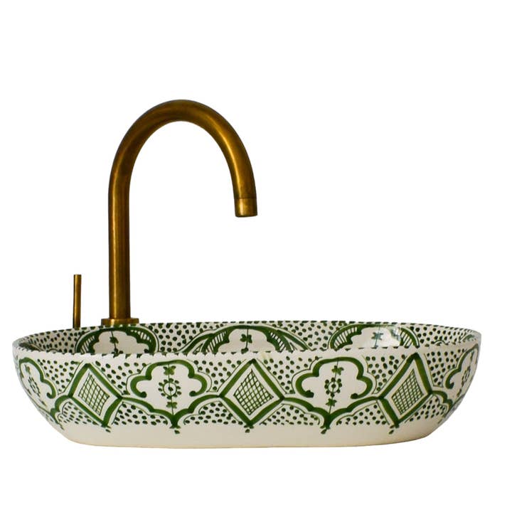 Moroccan Sink – wholesale Tillbehörsset till badrum – Handmålad oval handfat #011